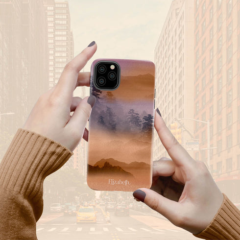 Watercolor Landscape Personalized Name iPhone Case